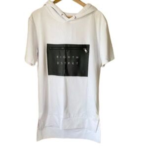 8IGTH DSTRKT white short sleeve hoodie top size M